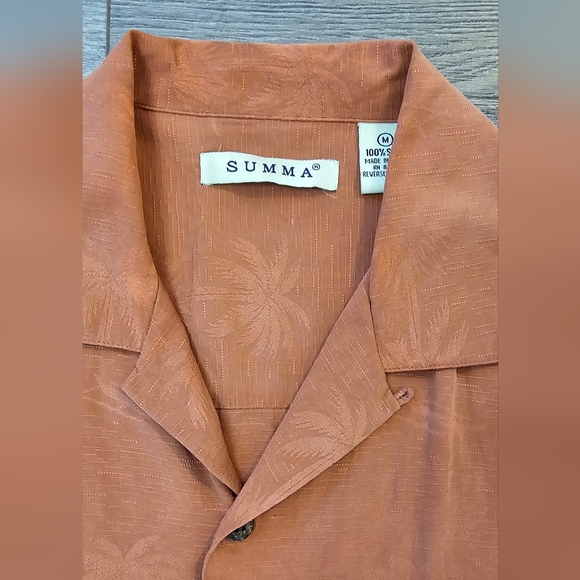 Summa 100% Silk Palm Tree button-down - Picture 3 of 4